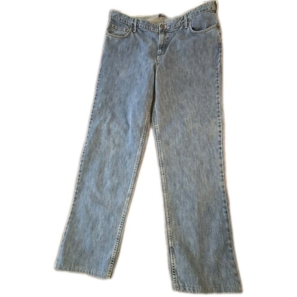 Lands End Jeans Mens 42x47 Blue Relaxed Fit Slightly Tapered Leg Denim Unfinishe